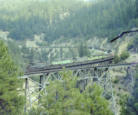 Western Pacific Railroad diesel locomotive 3504 at Keddie, California, circa 1978.