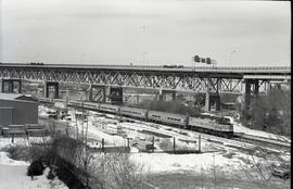 Amtrak diesel locomotive 202 at Groton, Connecticut on January 28, 1977.