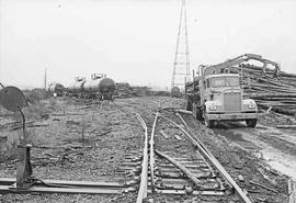 Weyerhaeuser Company Log Reload Facility at Cosmopolis, Washington in January 1975.