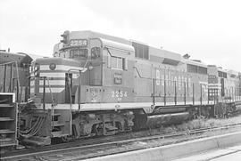 Burlington Northern diesel locomotive 2254 at Clyde, Illinois in 1972.