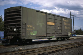 Spokane, Portland and Seattle Railway box car 318147 at Portland, Oregon in 1978.