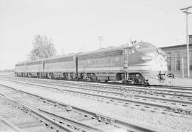 Northern Pacific diesel locomotive number 6012 at Dilworth, Minnesota, in 1952.