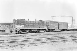 Burlington Northern diesel locomotive 404 at Tacoma, Washington in 1971.