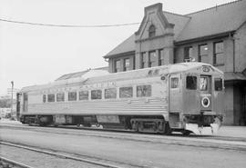 Northern Pacific rail diesel car number B-30 at Moscow, Idaho in 1955.