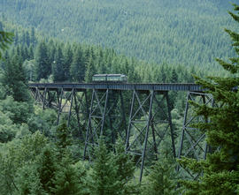 Burlington Northern diesel locomotive 844 at Lester, Washington in 1980.