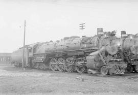 Northern Pacific steam locomotive 2666 at Staples, Minnesota, in 1954.