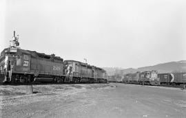 Burlington Northern Railroad diesel locomotives at Port Coquitlam, British Columbia, on February ...