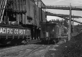 Pacific Coast Railroad yard and coal facility at Black Diamond, Washington, circa 1955.