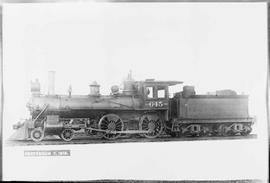 Northern Pacific steam locomotive 645 at Mandan, North Dakota, in 1916.