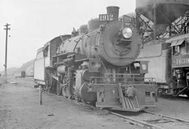 Northern Pacific steam locomotive 1912 at Paradise, Montana, in 1951.