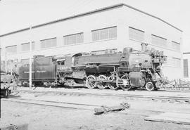 Northern Pacific steam locomotive 1855 at Livingston, Montana, in 1954.