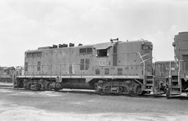 Missouri Pacific Railroad diesel locomotive 619 at Alexandria, Louisiana on June 22, 1978.