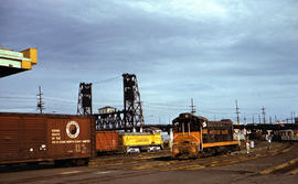 Southern Pacific Railroad Company diesel locomotive 1495 at Portland, Oregon in 1962.