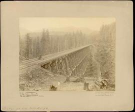 Northern Pacific bridge at Stampede, Washington Territory, in 1887.