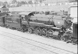 Northern Pacific steam locomotive 2465 at Livingston, Montana, in 1949.