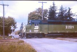 Burlington Northern 2221 at Sumas, Washington in 1974.