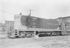 Burlington Northern diesel locomotive 1917 at Auburn, Washington in 1971.