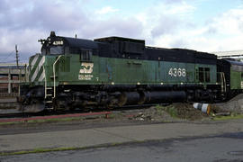 Burlington Northern Railroad Company diesel locomotive 4368 at Portland, Oregon in 1978.