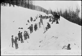 Northern Pacific construction gang at Stampede Pass, Washington Territory, circa 1885.