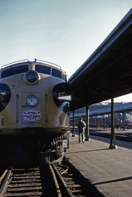 Spokane, Portland and Seattle Railway diesel locomotive 802 at Portland, Oregon in 1962.