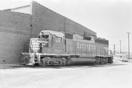 Burlington Northern diesel locomotive 3022 at Burlington, Iowa in 1972.