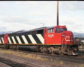 Canadian National Railway Company diesel locomotive 5551 at Jasper, Alberta on July 08, 1990.