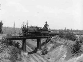 Pacific Coast Railroad freight train at Henrys, Washington in 1943.