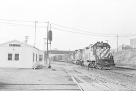 Burlington Northern diesel locomotive 2082 at Union Pacific Junction in Tacoma, Washington in 1974.