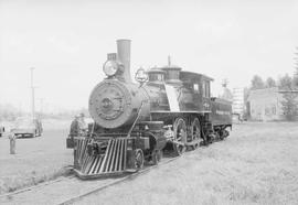 Northern Pacific steam locomotive 684 at Enumclaw, Washington, in 1953.