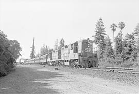 Southern Pacific Railroad diesel locomotive number 3002 at Palo Alto, California in 1973.