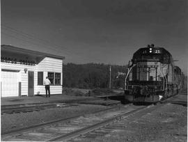 Chicago Milwaukee St. Paul and Pacific Railroad diesel locomotive number 25 at Maple Valley, Wash...