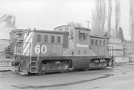 Simpson Timber Company Diesel Locomotive Number 60 at Mcleary, Washington in November, 1975.