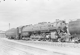 Northern Pacific steam locomotive 2663 at Livingston, Montana, in 1955.