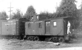 Pacific Coast Railroad wood caboose number 53 at Taylor, Washington in 1943.