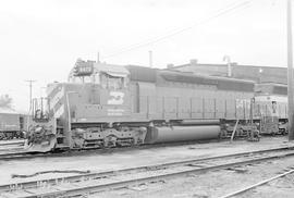 Burlington Northern diesel locomotive 6472 at Minneapolis, Minnesota in 1973.