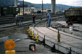 Portland Terminal Railroad tie tamper at Portland, Oregon in 1984.