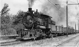 Pacific Coast Railroad freight train at Allentown, Washington,  in 1944.