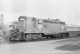 Burlington Northern diesel locomotive 1507 at Everett, Washington in 1973.