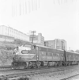 Southern Pacific Railroad diesel locomotive number 6387 at Tacoma, Washington in 1967.