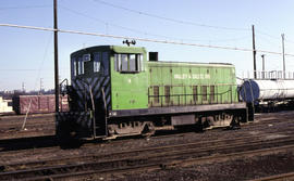 Valley and Siletz Railroad diesel locomotive 5 at Portland, Oregon in 1979.