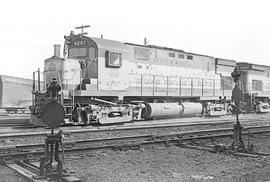 Burlington Northern diesel locomotive 4257 at Tacoma, Washington in 1971.