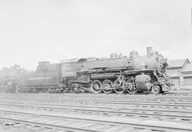 Northern Pacific steam locomotive 1831 at Livingston, Montana, in 1954.