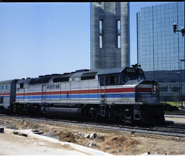 Amtrak diesel locomotive 506 at Dallas, Texas on June 22, 1978.