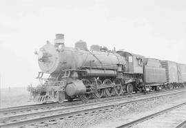 Northern Pacific steam locomotive 1552 at Manitoba Junction, Minnesota, in 1954.