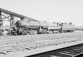 Northern Pacific steam locomotive 5005 at Livingston, Montana, in 1953.