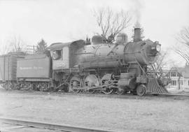 Northern Pacific steam locomotive 328 at Rush City, Minnesota, in 1950.