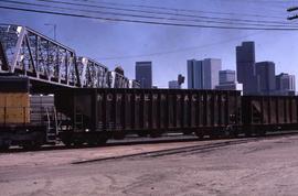 Northern Pacific hopper car number 73086 at Longmont, Colorado, in 1985.