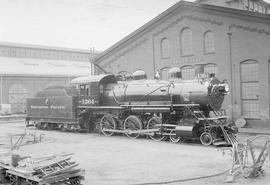 Northern Pacific steam locomotive 1364 at South Tacoma, Washington, in 1954.