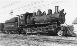 Pacific Coast Railroad steam locomotive number 14 at Renton, Washington in 1944.