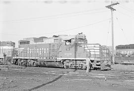 Burlington Northern diesel locomotive 2056 at Galesburg, Illinois in 1972.